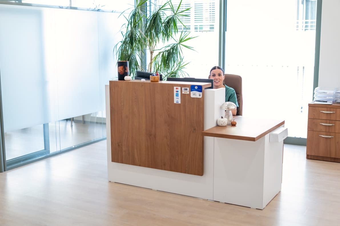Zona de recepción con bonsái